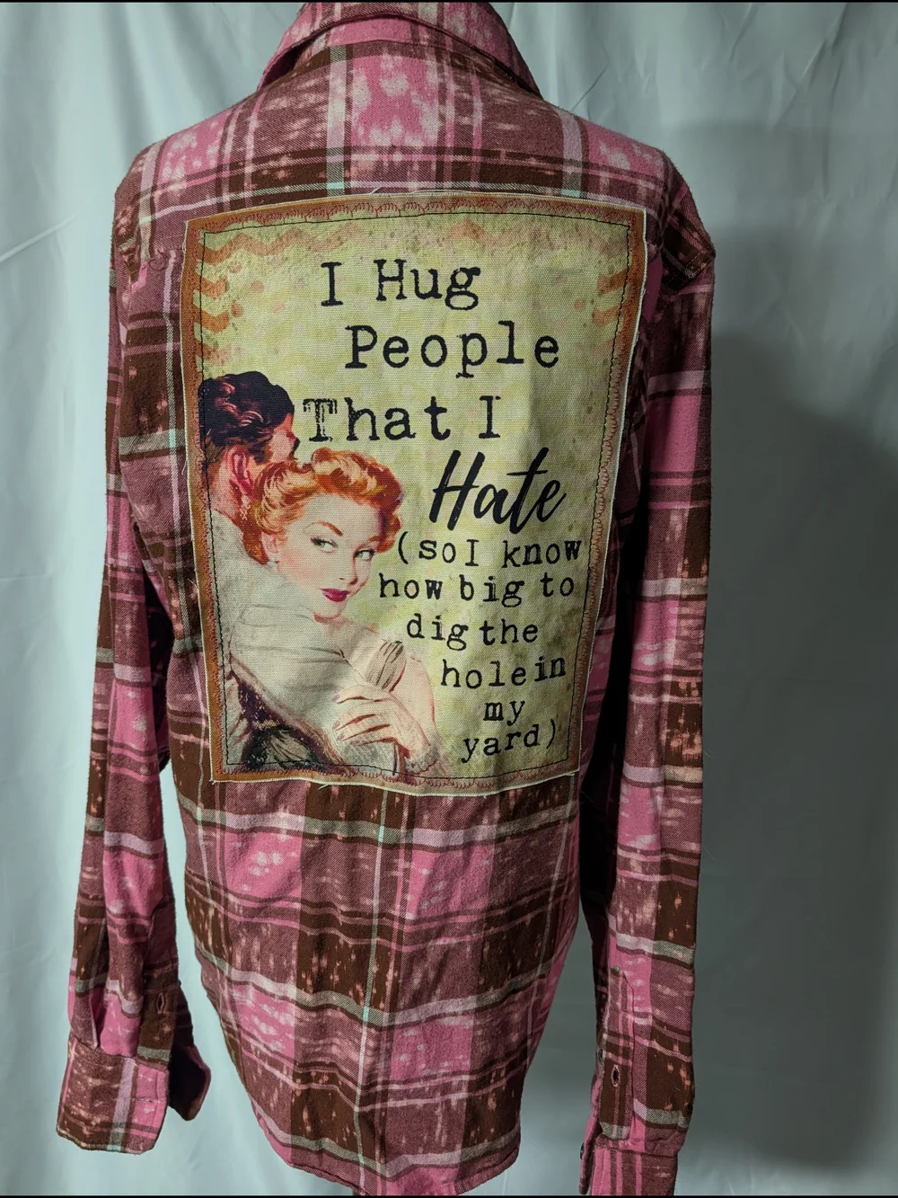 Angry minnow Plaid Patchback Women's Flannel Shirt Jacket in Pink and Brown